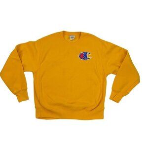 Champion LARGE Reverse Weave Big C Yellow Crewneck Sweatshirt